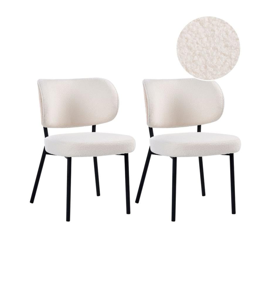 Esszimmerstuhl 2er Set WONDER Bouclé Cremeweiss