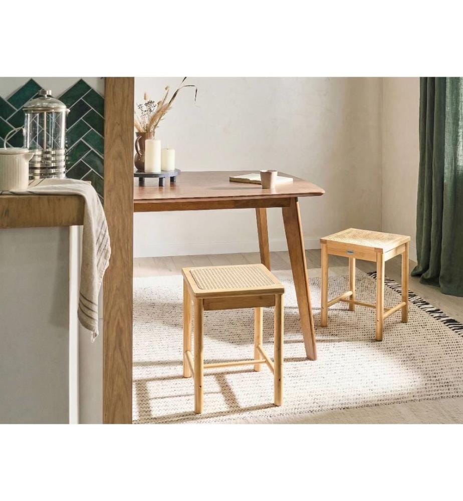 Set mit 2 Hockern EVIRES Bambus Hellbraun