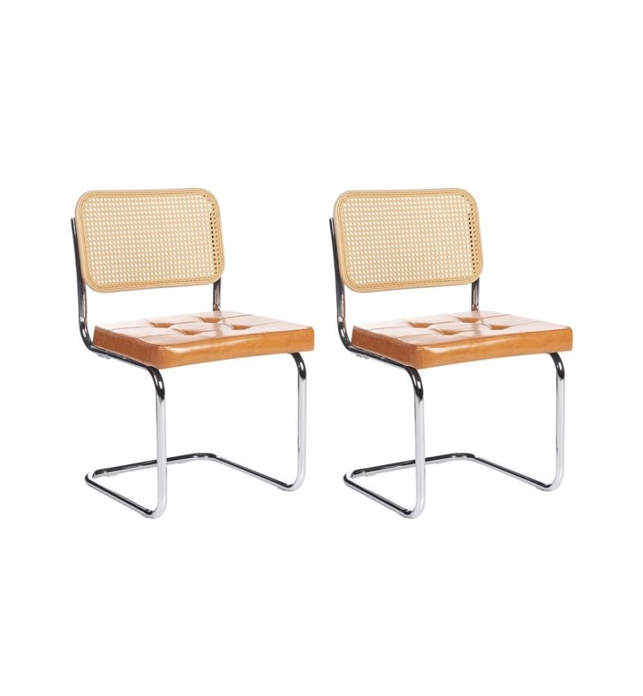 Esszimmerstuhl 2er Set ETHETE Kunstleder Goldbraun