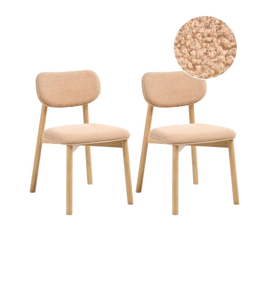Esszimmerstuhl 2er Set MILLS Bouclé Hellbraun / Beige
