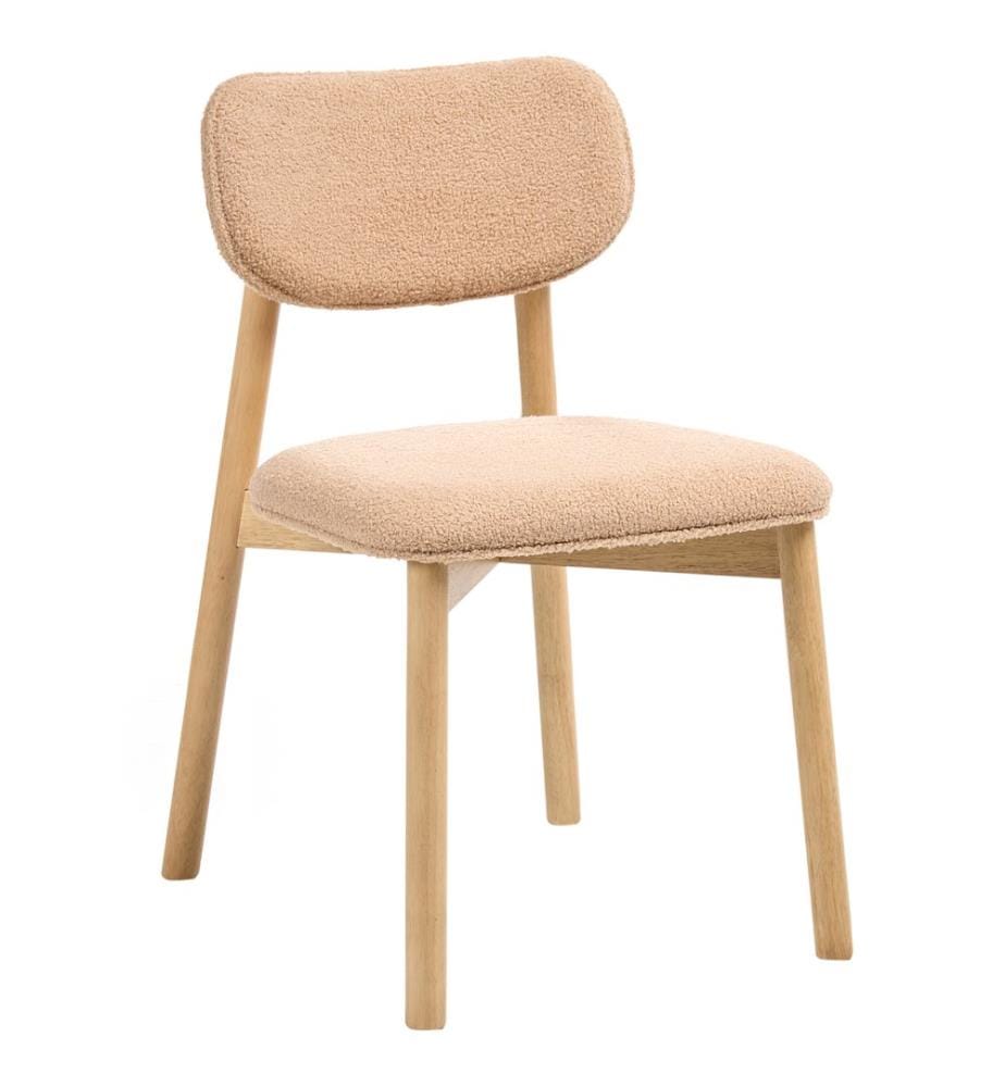 Esszimmerstuhl 2er Set MILLS Bouclé Hellbraun / Beige