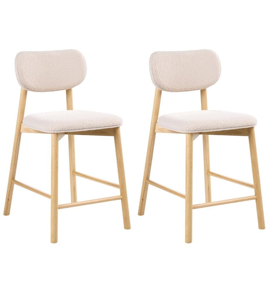 Set mit 2 Barstühlen MILLS Bouclé Hellbraun / Beige