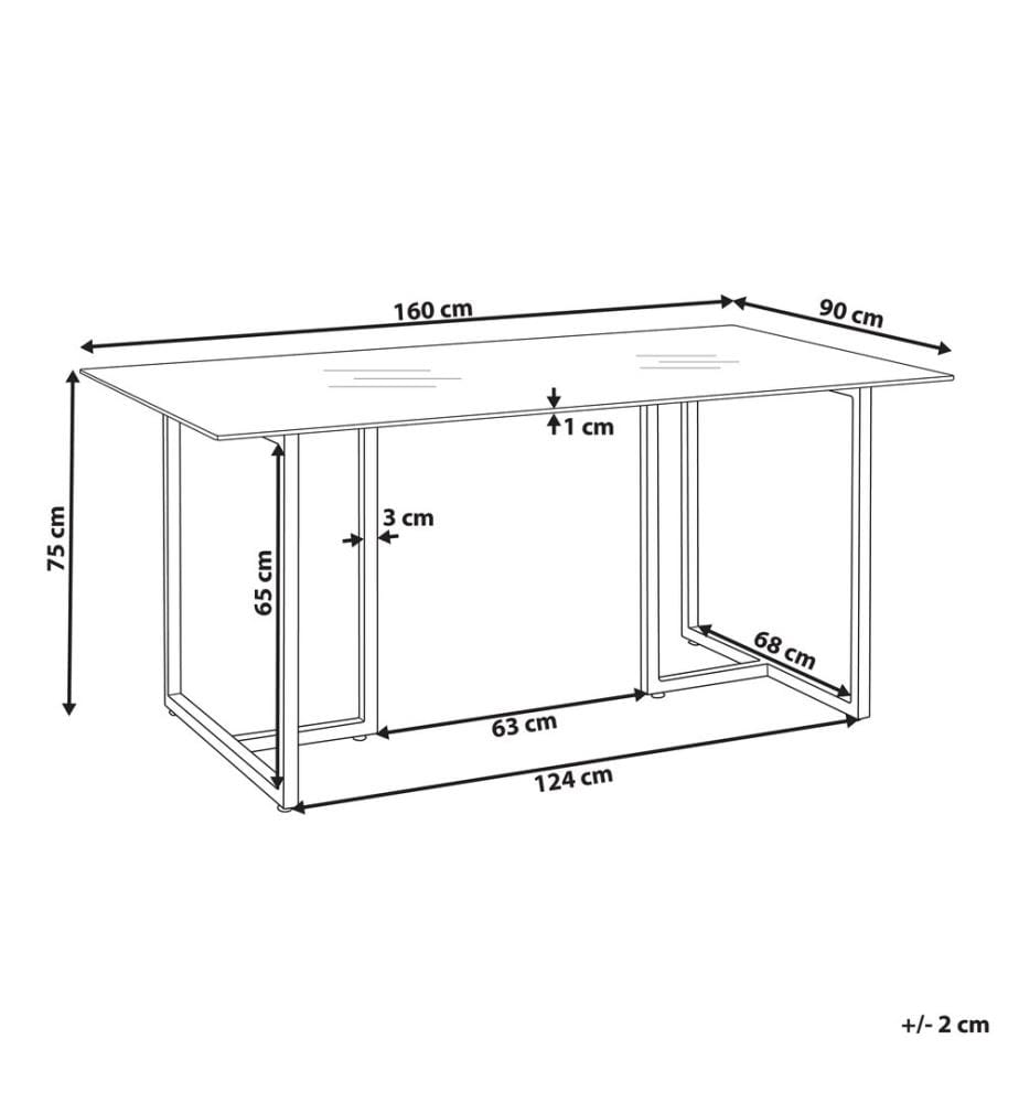 Esstisch ENVIA Silber 160 cm 90 cm Sicherheitsglas