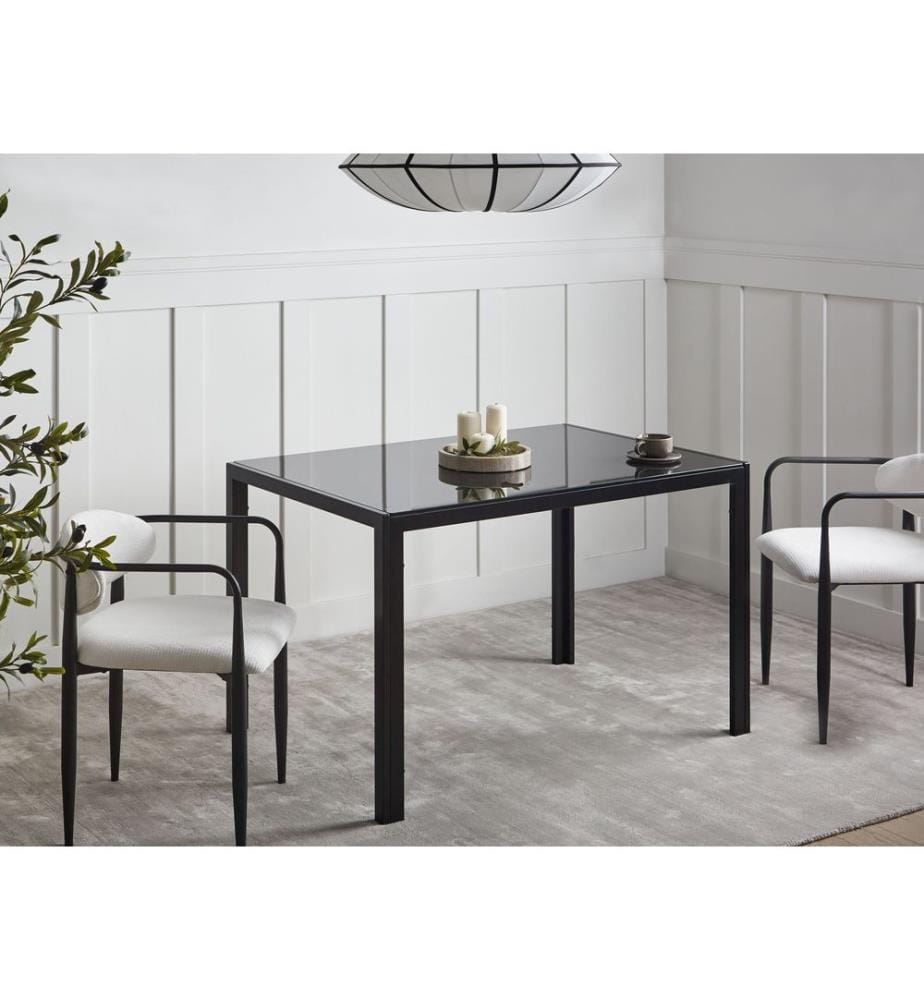 Esstisch LAVOS Schwarz 120 cm 80 cm Sicherheitsglas