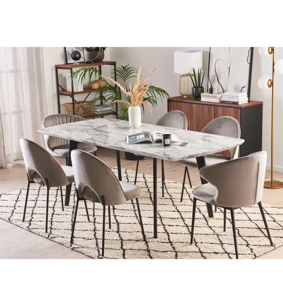 Table de salle à manger extensible MOSBY Marbre gris 160/200 cm 90 cm