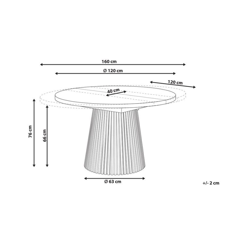 Table de salle à manger extensible MOORE Frêne noir 120/160 cm 120 cm