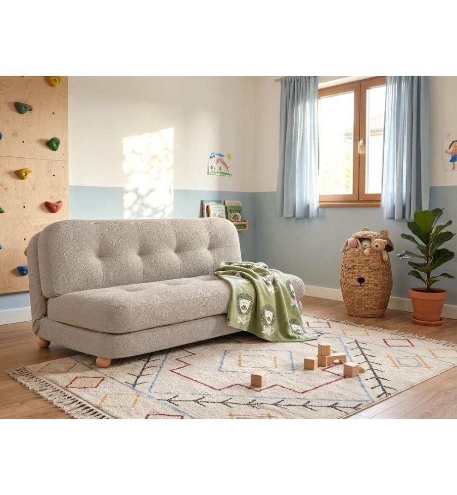 Schlafsofa 2-Sitzer ESBJERG Kunstleinen Beige