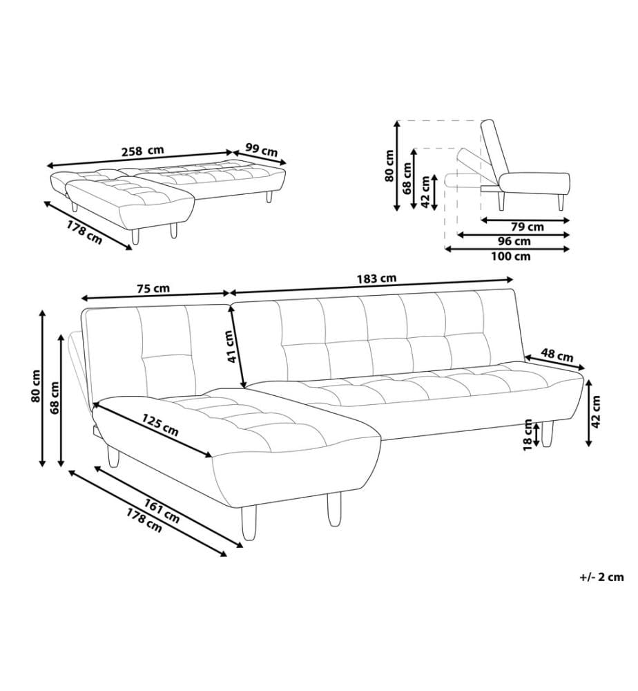 Modul Eckschlafsofa 4-Sitzer ALSTEN Stoff Grün rechtsseitig