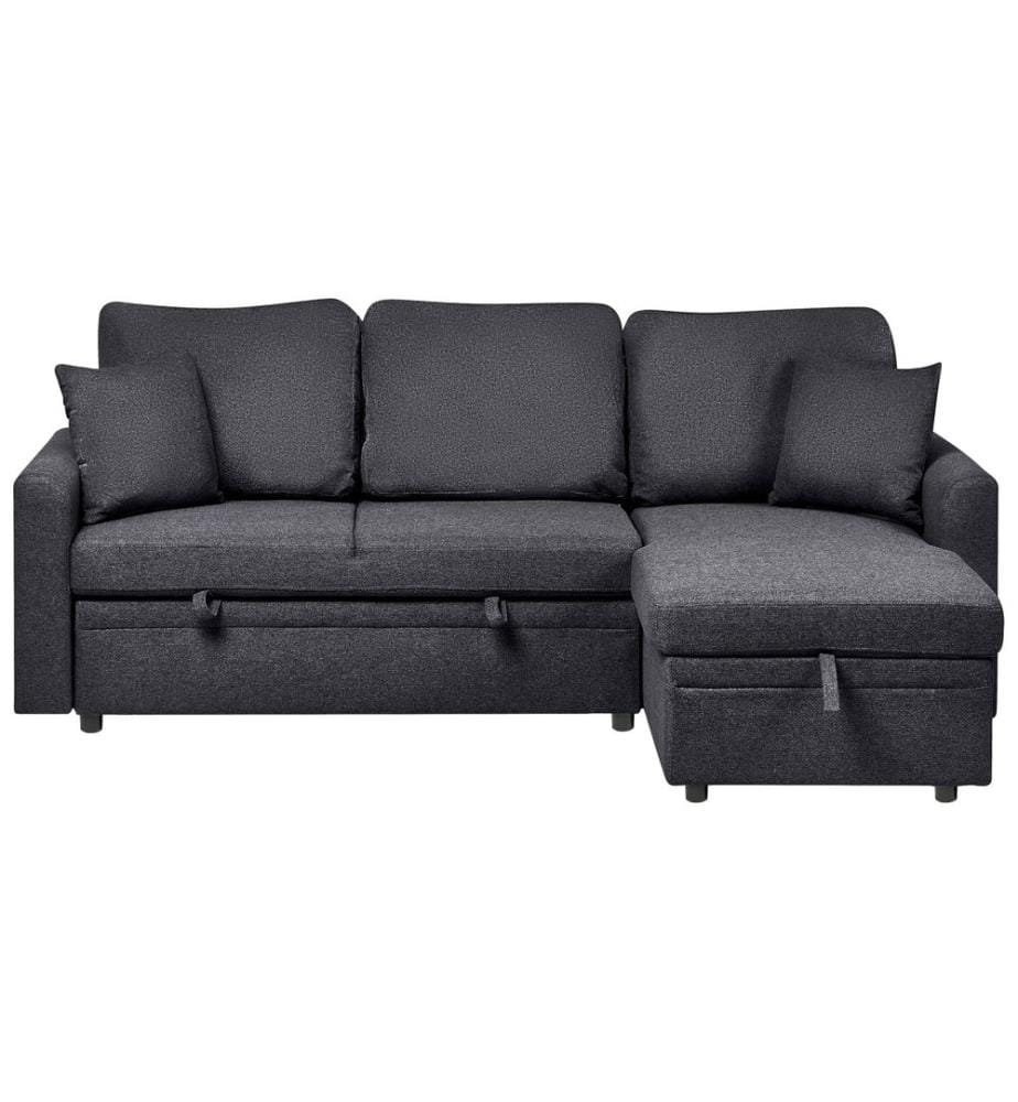 Eckschlafsofa 3-Sitzer NASSJO Kunstleinen Schwarz linksseitig