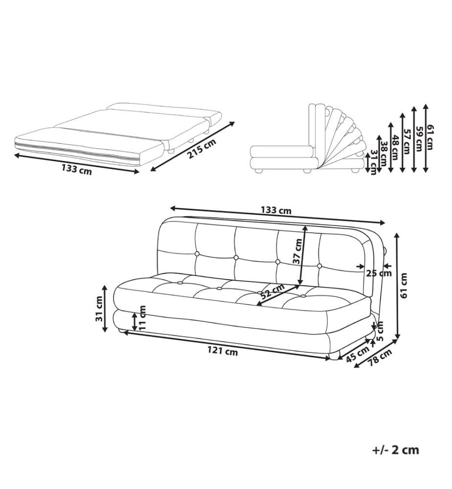 Schlafsofa 2-Sitzer ESBJERG Kunstleinen Cremeweiss