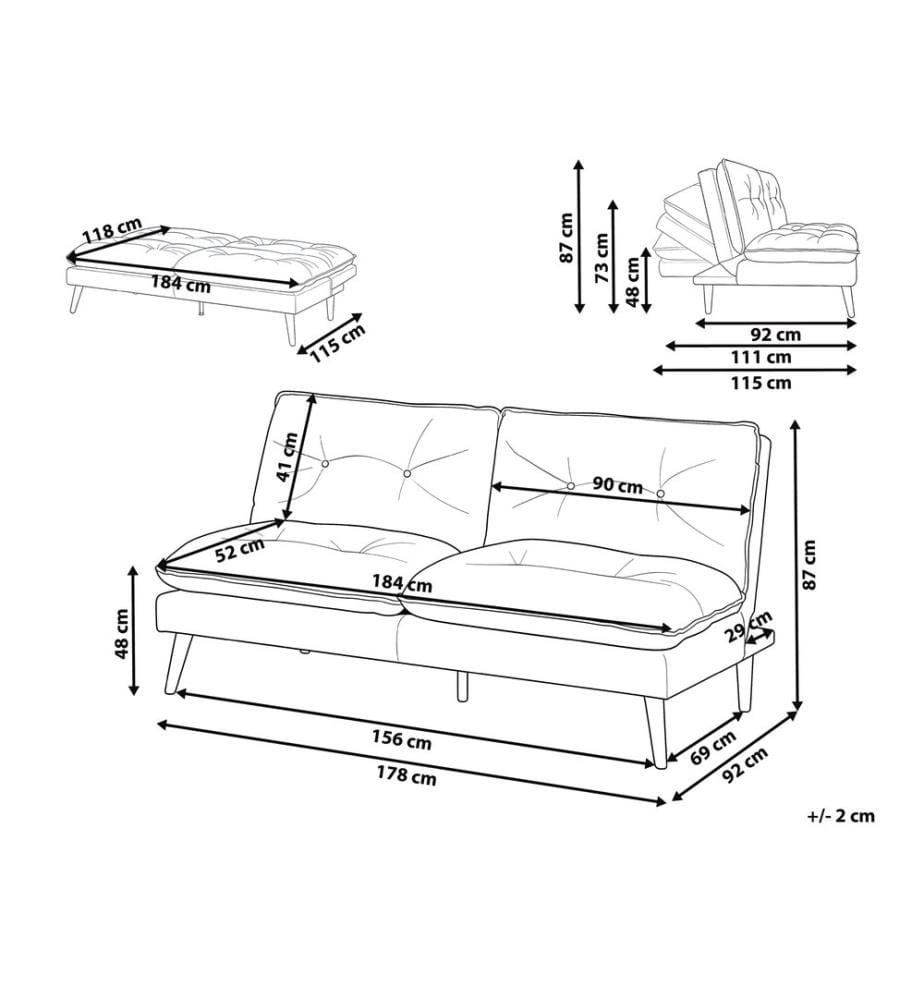 Schlafsofa 3-Sitzer YILA Stoff Grün