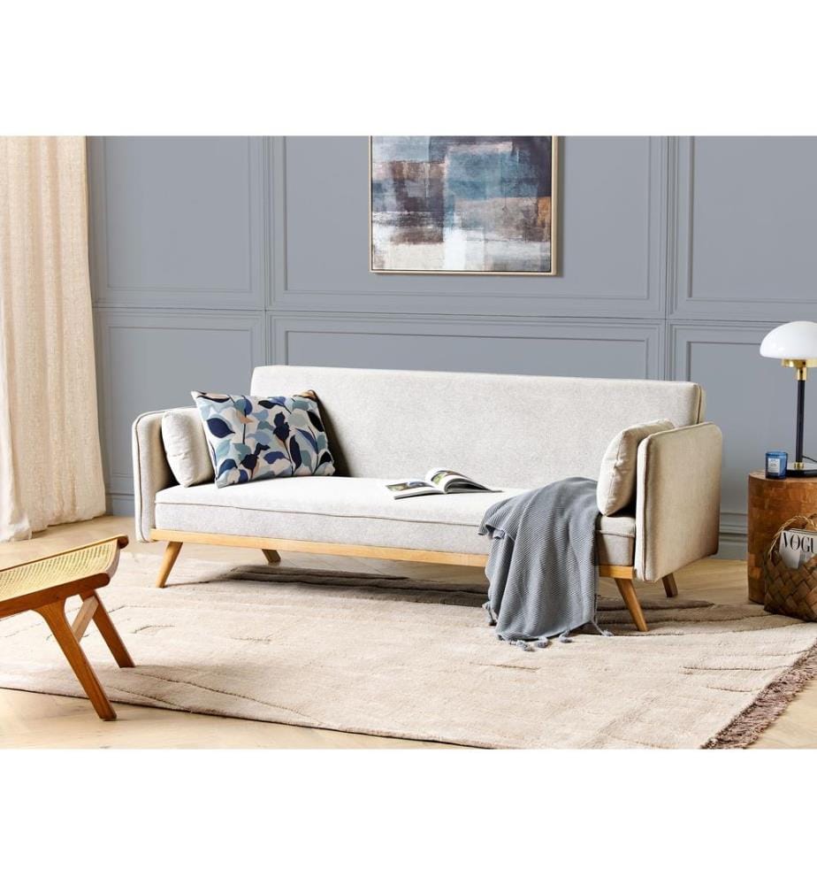 Schlafsofa 3-Sitzer ASAA Stoff Cremeweiss
