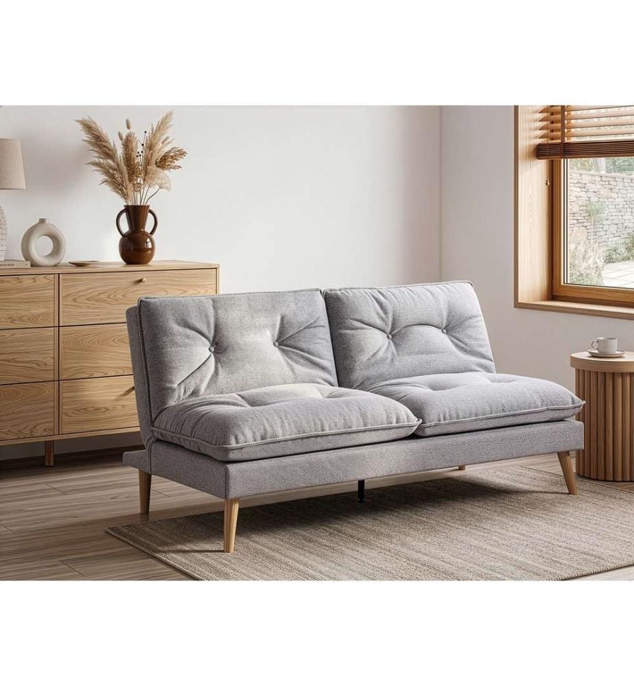 Schlafsofa 3-Sitzer YILA Stoff Grau