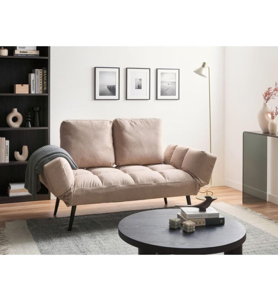 Divano letto 2 posti BREKKE Tessuto Beige
