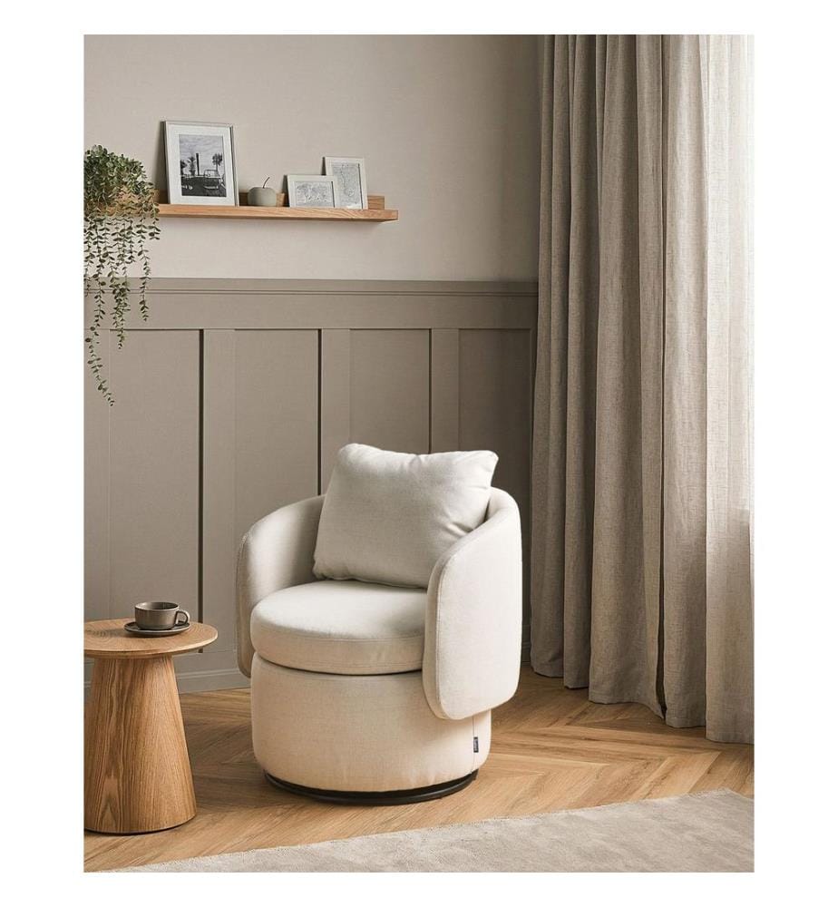Drehsessel HORSENS mit Stauraum Stoff Cremeweiss