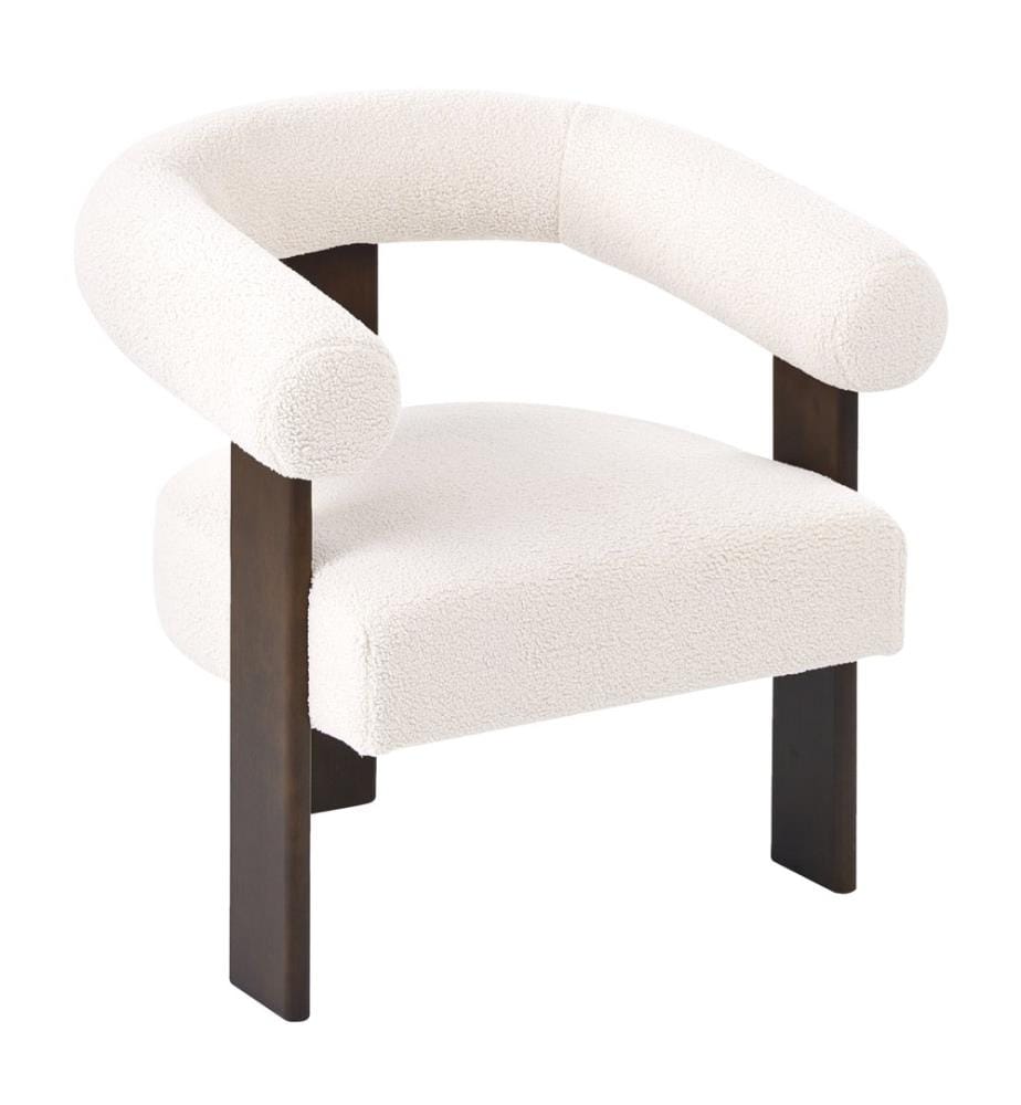 Sessel ILBRO Bouclé Cremeweiss / Dunkelbraun