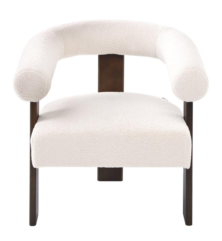 Sessel ILBRO Bouclé Cremeweiss / Dunkelbraun
