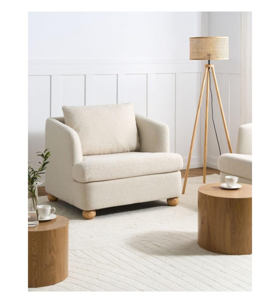 Sessel RATTVIK Bouclé Cremeweiss