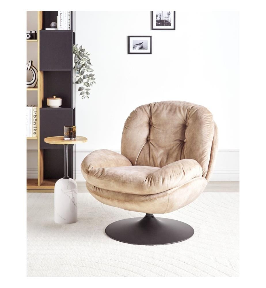 Drehsessel NOLVIK Samtstoff Sandbeige