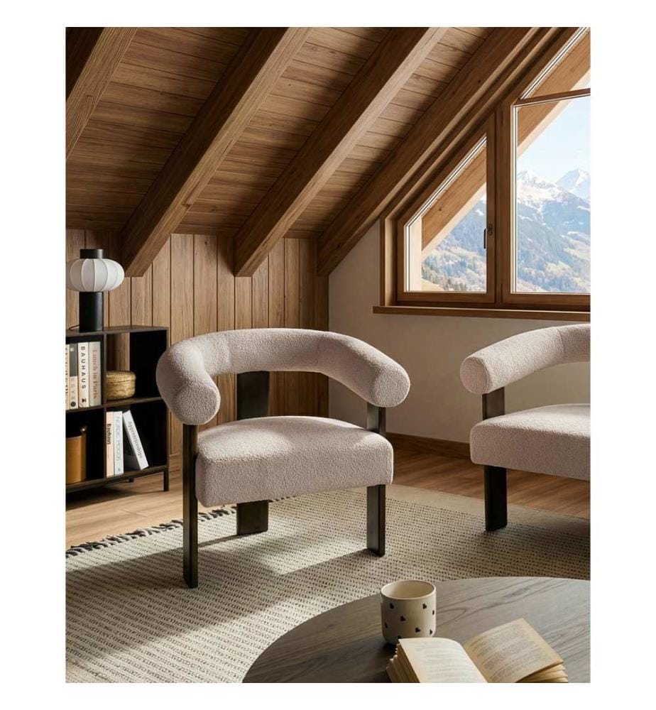 Sessel ILBRO Bouclé Dunkelbraun / Beige