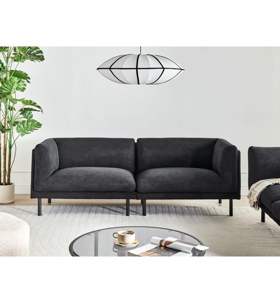 Sofa 3-Sitzer VORGOD Stoff Schwarz