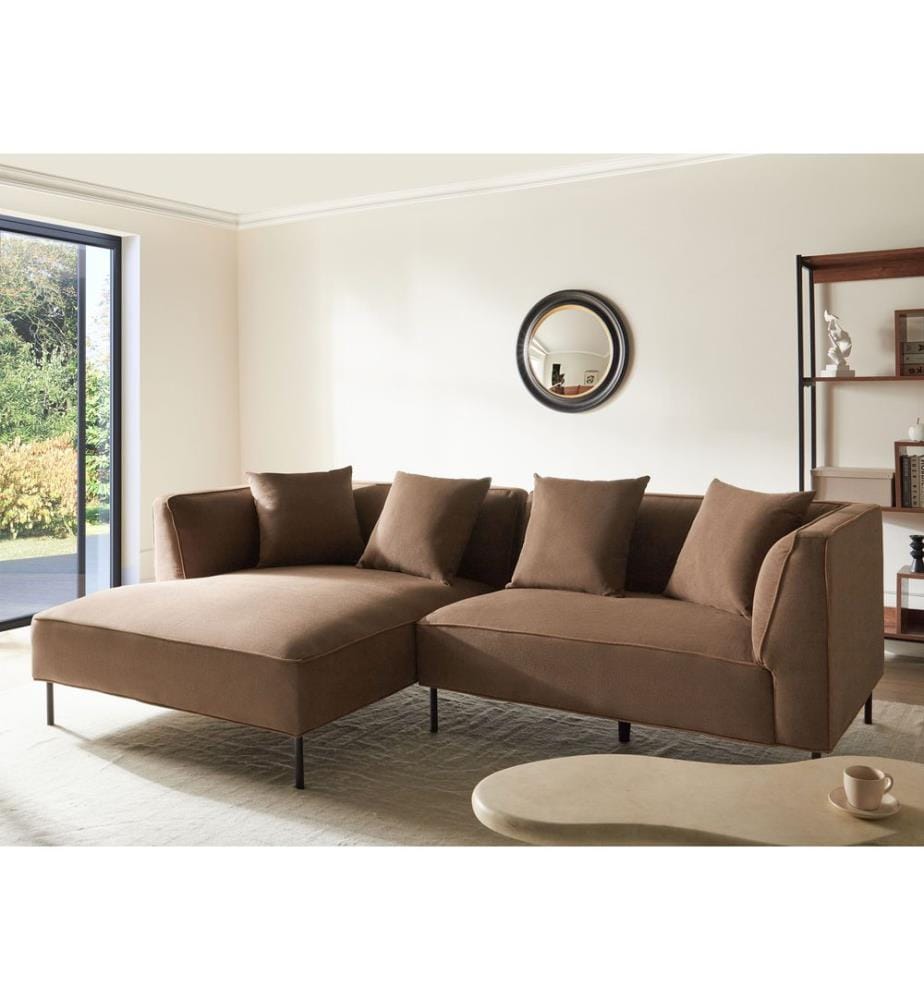 Ecksofa 3-Sitzer SATER Stoff Braun rechtsseitig