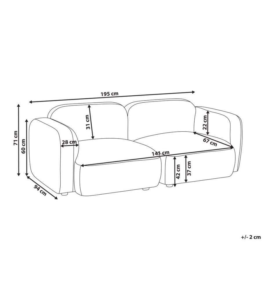 Sofa 3-Sitzer AFOSS Stoff Hellbeige