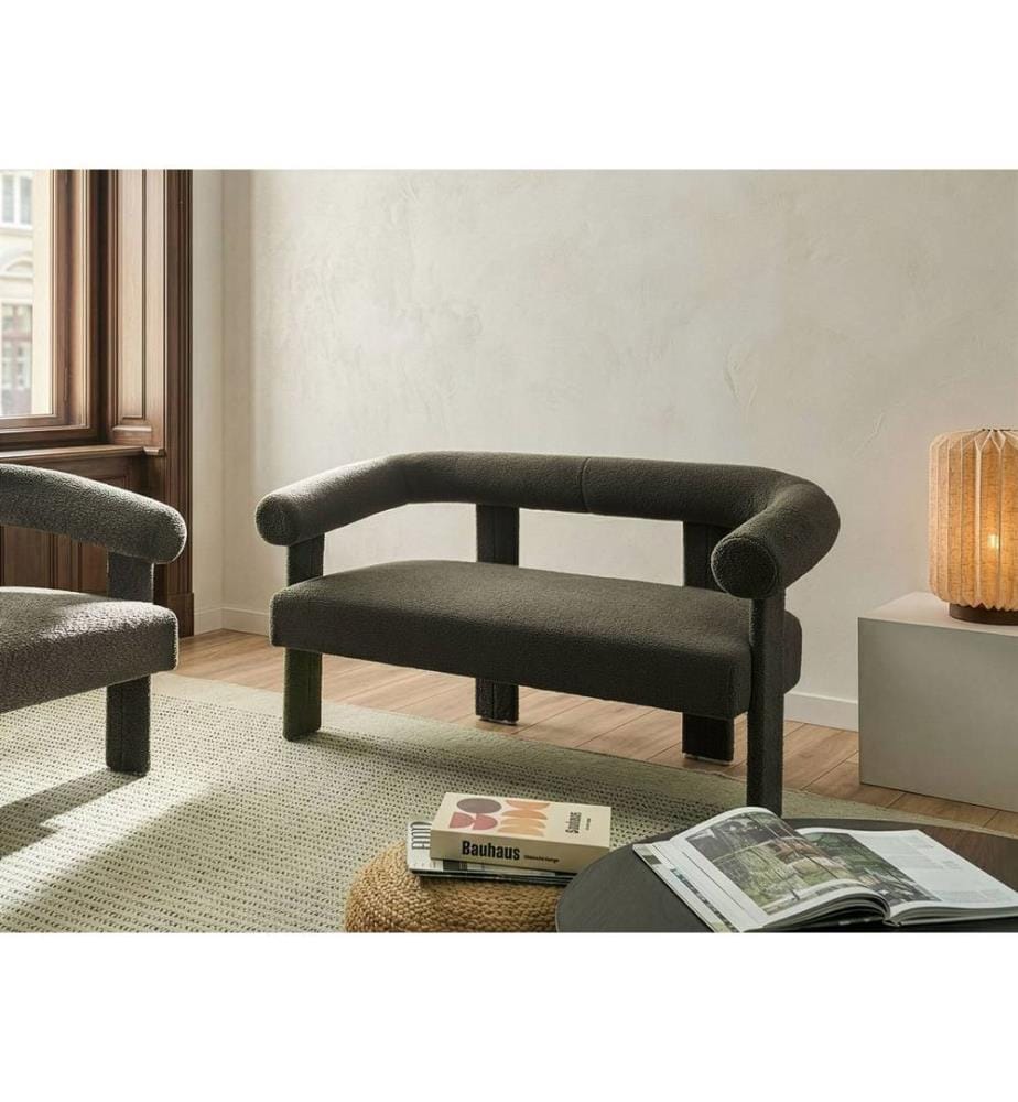 Sofa 2-Sitzer ILBRO Bouclé Dunkelgrün