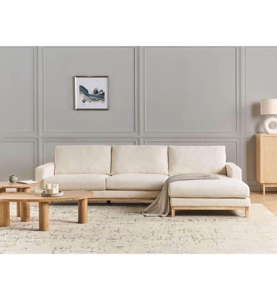 Ecksofa 4-Sitzer SIGGARD Bouclé Weiss linksseitig