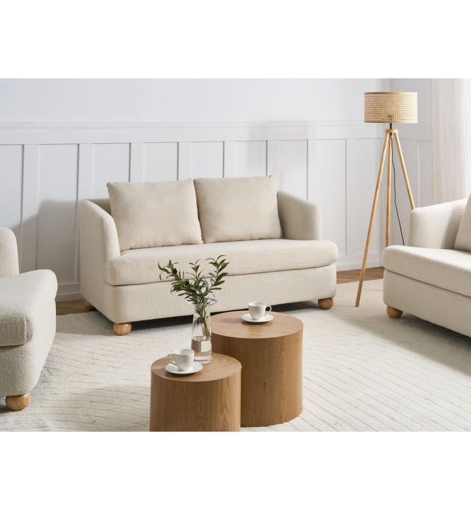 Sofa 2-Sitzer RATTVIK Bouclé Cremeweiss