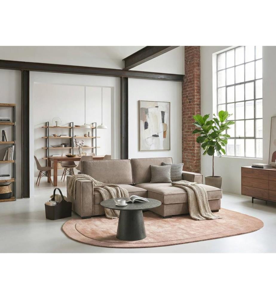 Ecksofa KOLDING Stoff Taupe linksseitig