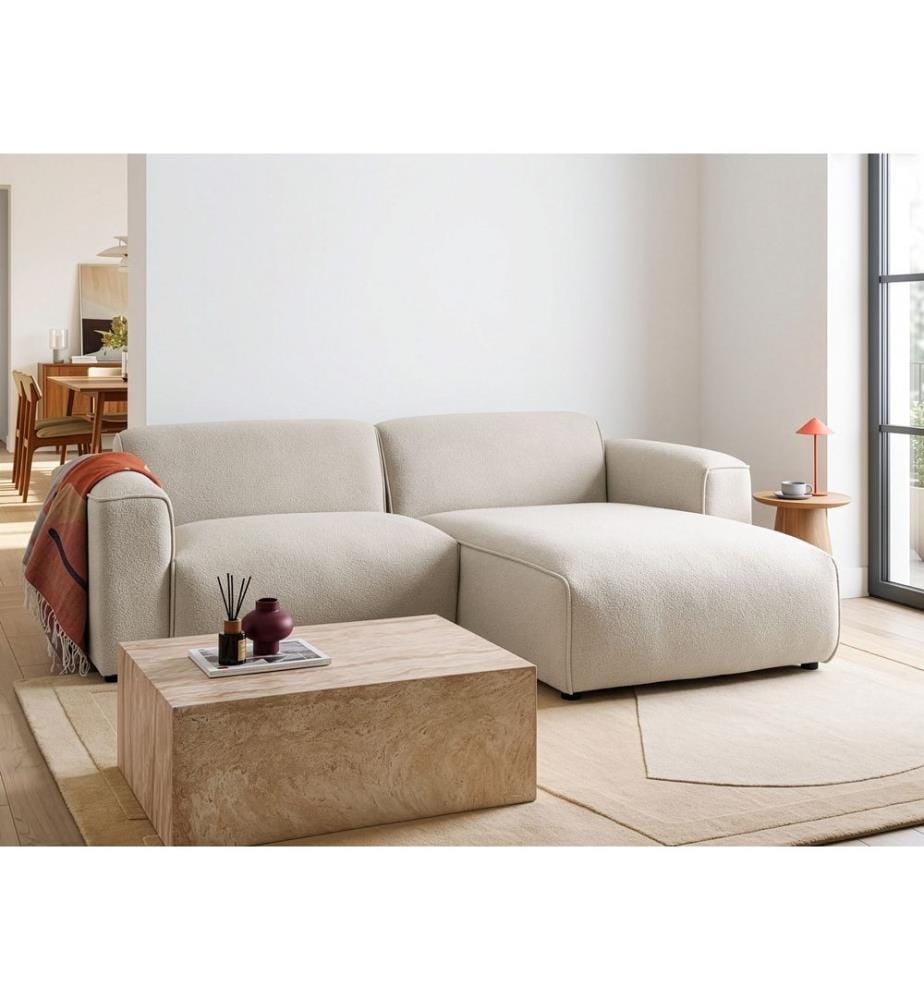Ecksofa 3-Sitzer FAABORG Bouclé Beige linksseitig