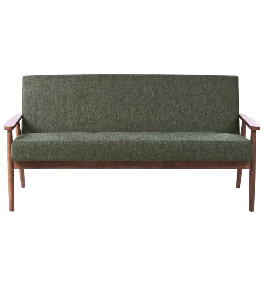 Sofa 3-Sitzer ESRUM Stoff Dunkelbraun / Grün