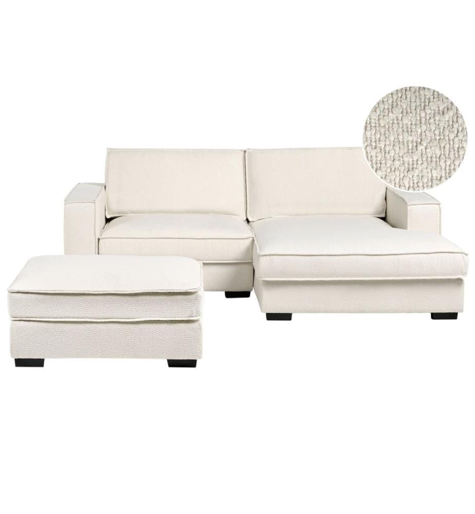 Ecksofa KOLDING Bouclé Hellbeige mit Ottomane linksseitig