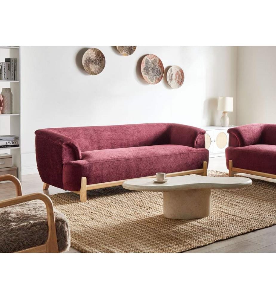 Sofa 3-Sitzer ALNOR Chenillegewebe Burgunderrot