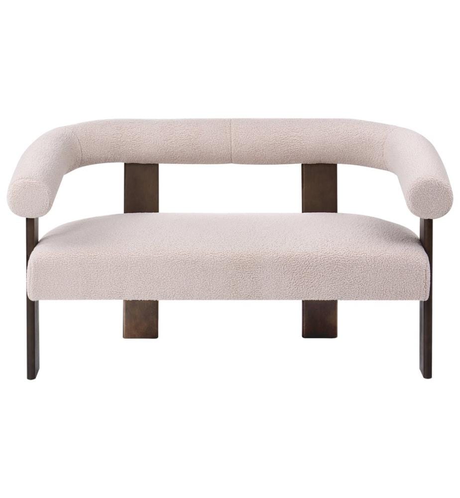 Sofa 2-Sitzer ILBRO Bouclé Dunkelbraun / Beige