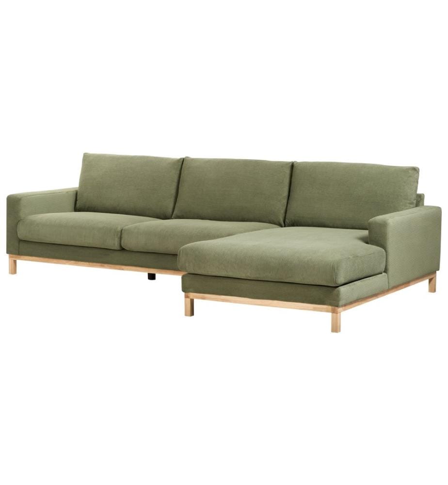 Ecksofa 4-Sitzer SIGGARD Cord Grün linksseitig
