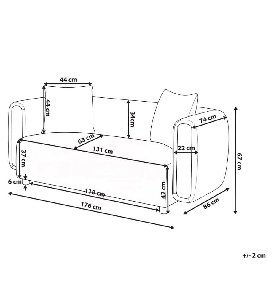 Sofa 2-Sitzer LILLEROD Stoff Weiss