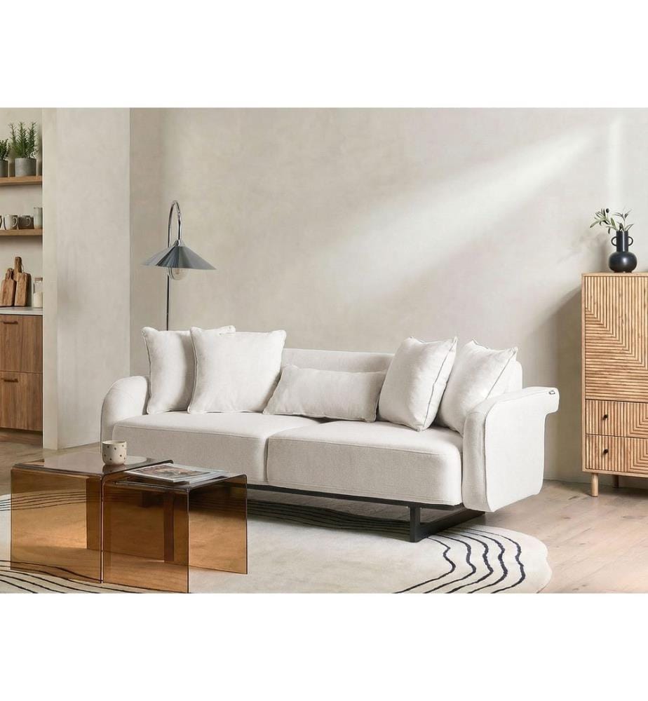 Sofa 3-Sitzer SVANEK Stoff Cremeweiss