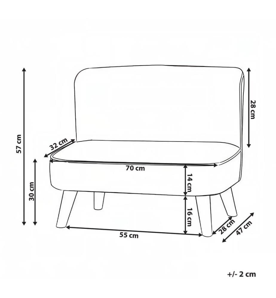 Kindersofa RISBY Samtstoff Hellblau
