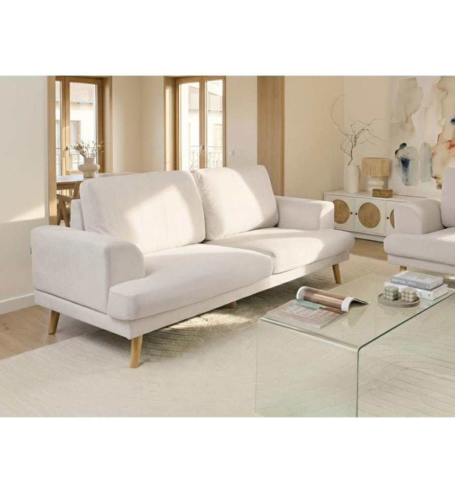 Sofa 3-Sitzer KILDAL Stoff Hellbeige