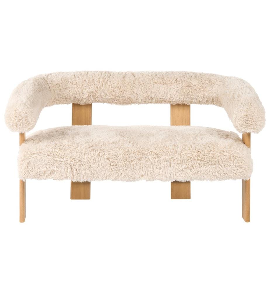Sofa 2-Sitzer ILBRO Webpelz Cremeweiss / Hellbraun