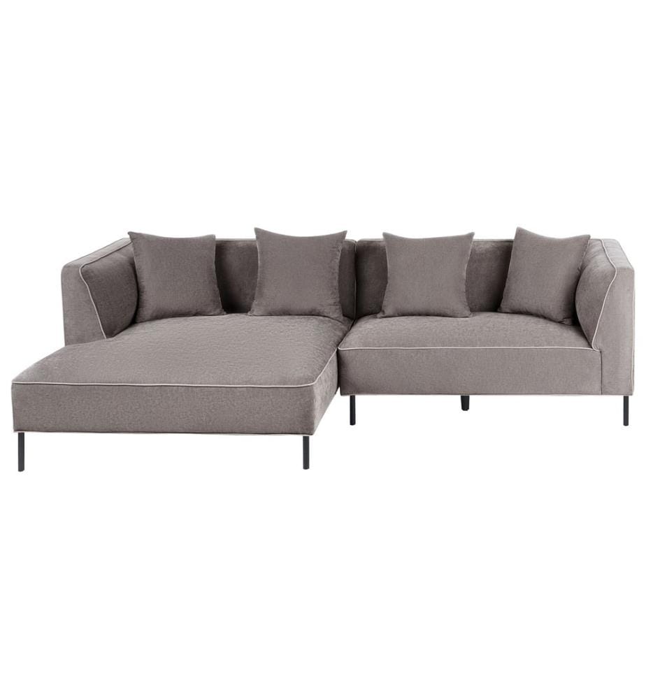 Ecksofa 3-Sitzer SATER Chenillegewebe Taupe rechtsseitig