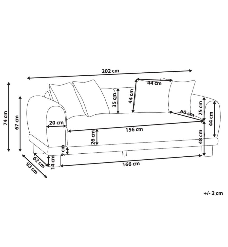 Sofa 3-Sitzer PORI Stoff Cremeweiss
