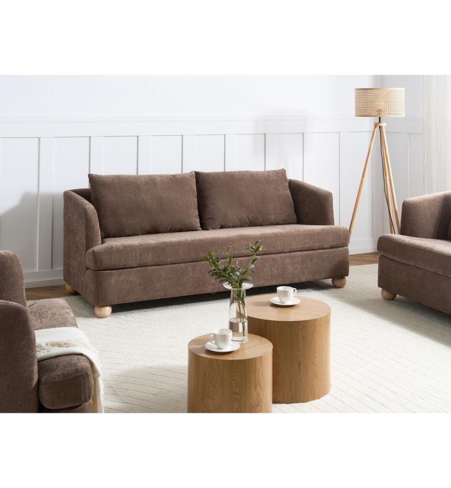 Sofa 3-Sitzer RATTVIK Chenillegewebe Braun