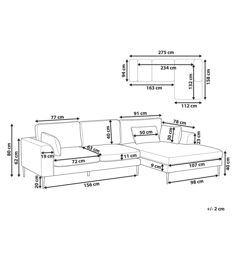 Ecksofa 3-Sitzer FLAM Bouclé Braun linksseitig