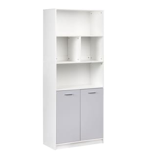 Bücherregal mit 2 Türen ZEHNA Grau / Weiss