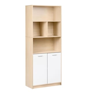 Bücherregal mit 2 Türen ZEHNA Hellbraun / Weiss