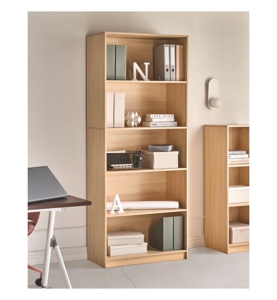 Bücherregal mit 5 Ebenen ZEHNA 197 cm Hellbraun