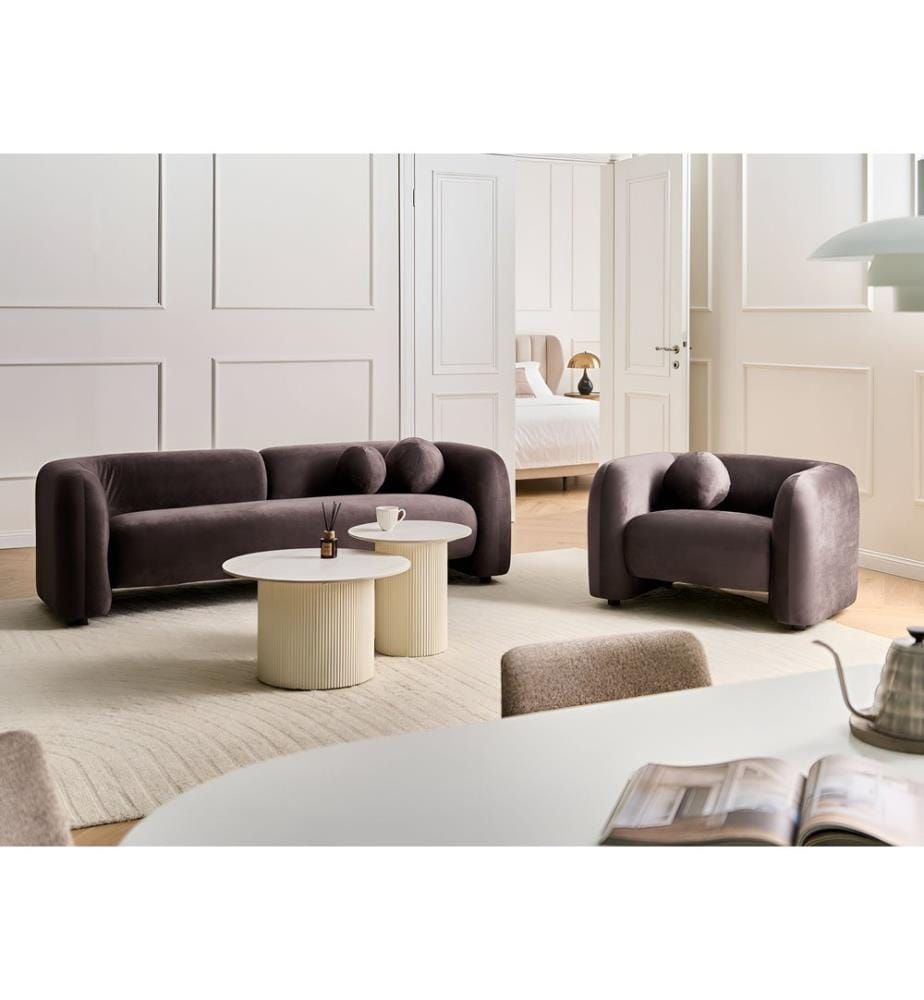 Sofa Set 4-Sitzer LEIREN Samtstoff Dunkelbraun